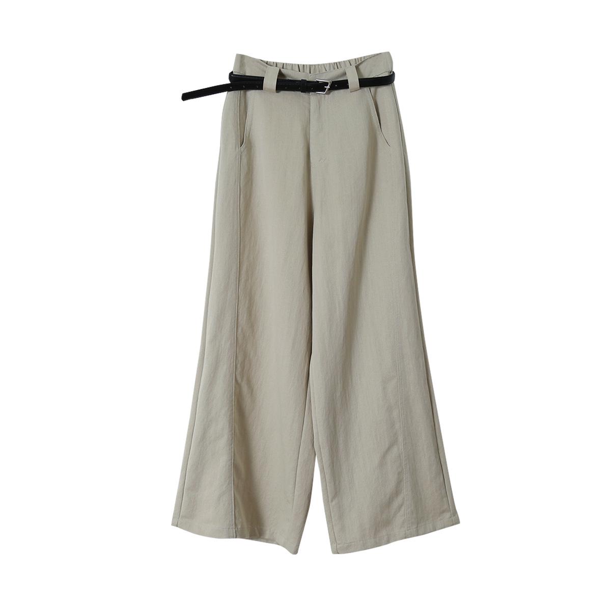 Oufan Women s Korean Style Washed High Waist Wide Leg Pants - Spring/Summer 2026 Edition Small хаки
