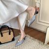 French Pointed Single Shoes Women's 2025 Spring New Bag Head Cool Slippers Empty Thick Heels Women's Shoes Soft Soles Are Not Tired