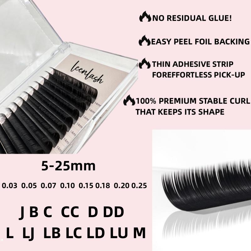 Velvet Lash Trays Handmade Cashmere Silk Lashes Extension 0.03 0.05 0.07 Jet Black Matte Cashmere Lash Extension