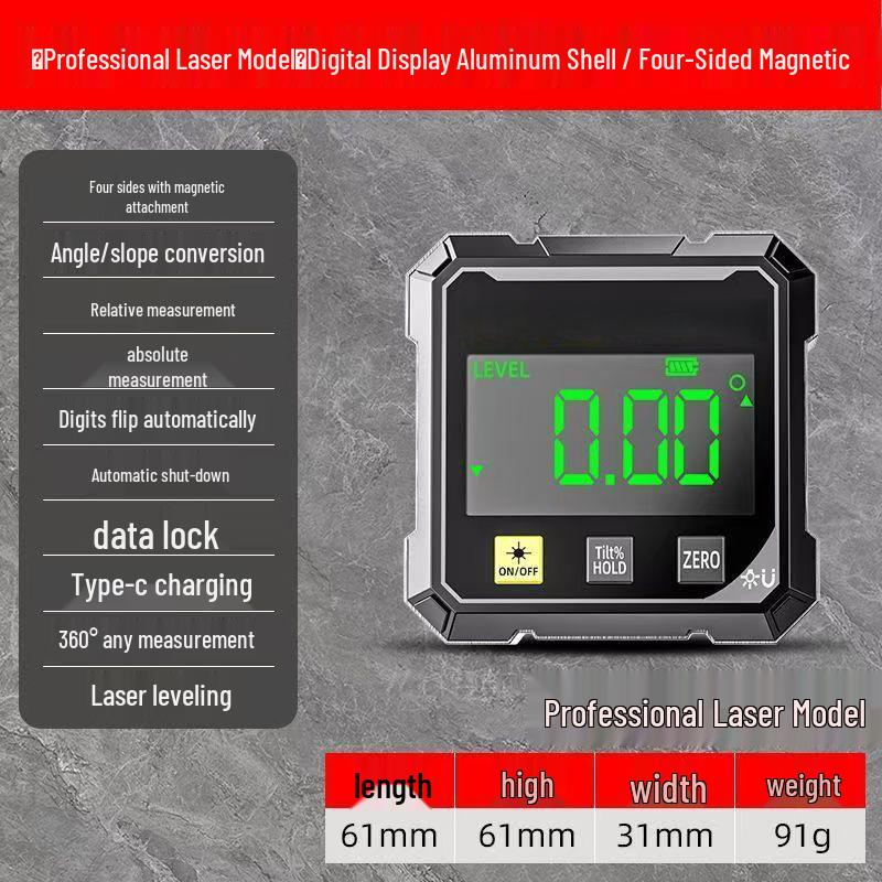 High-Precision Digital Laser Level with Angle and Slope Measurement.