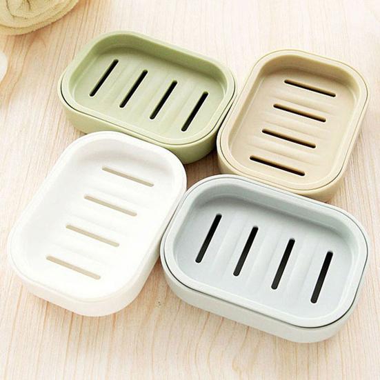Soap Dish with Drainage Layer Shampoo Bar Holder with Lid Soap Tray Keeps Soap Dry And Clean for Bathroom Shower Bathtub Kitchen