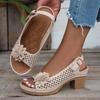 Fashion Women Sandals 2025 Summer Classic Retro Slip-on Comfortable High Heels Breathable Non-slip Light Sandals Women Shoes for Women