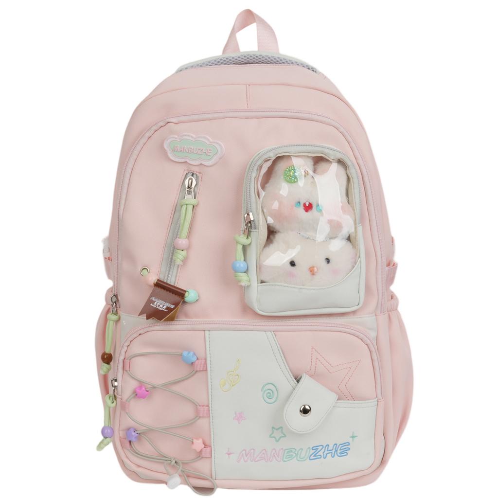 High Value, Fresh and Sweet Wind Backpack, Dopamine Transparent Pain Bag, Korean Version of Fashionable Primary and Secondary School Schoolbag