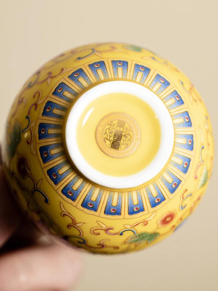 Japanese Ceramic Teacups Chinese Kungfu Tea Cup Retro Personal Teaware Enamel Lotus Cups Household Drinkware Supplied Gift Box