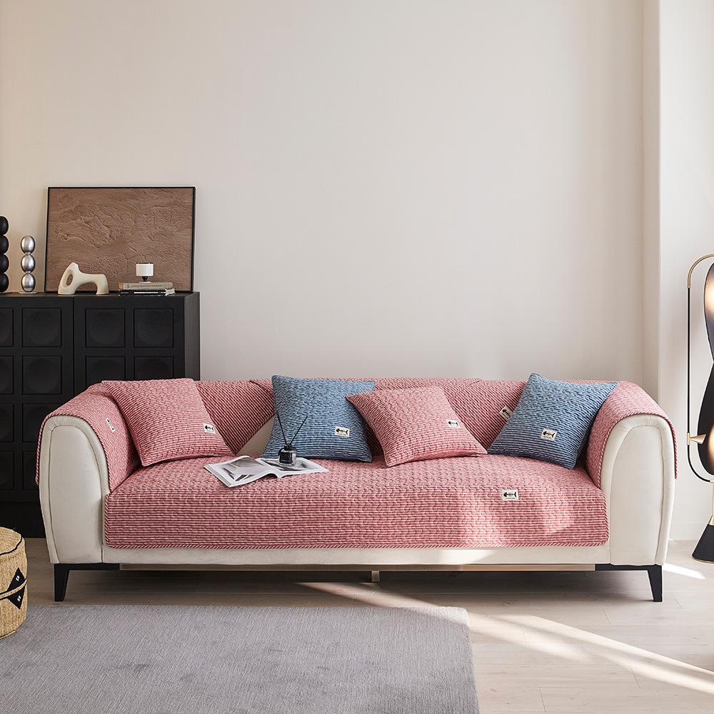 

Четыре сезона Универсальное диванное полотенце Полосатое Простое Окрашенное пряжей Современный Хлопок Гостиная Диванная подушка Подушка для спинки 70x70