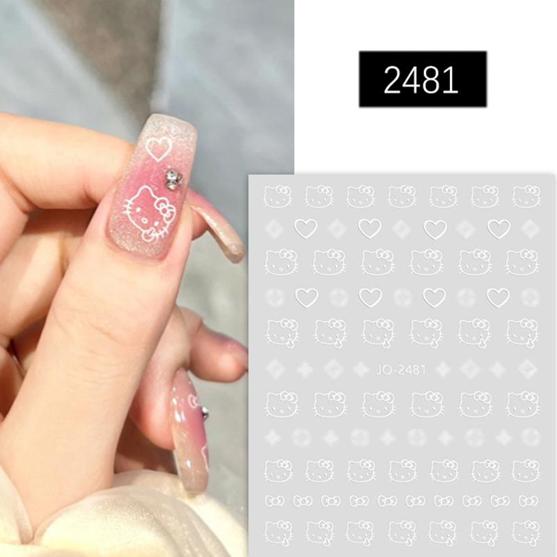 

Кавайные наклейки для ногтей Hello Kitty Аниме Sanrio Кошка Kt Декор для маникюра DIY Наклейки для маникюра