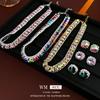 Personalized Color Diamond-encrusted Square Necklace Temperament Exquisite Collarbone Chain Light Luxury High-end Item Decoration