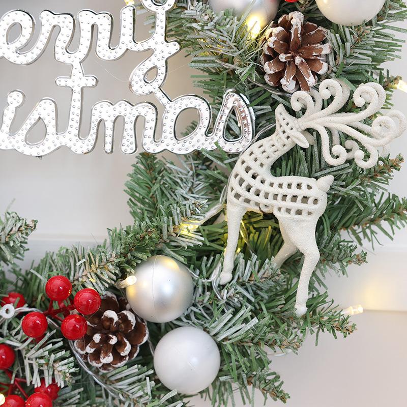 Christmas Wreath 35/40cm Pre-made Door Hanger, Festive Holiday Decoration for Home Entrance Xmas Decor