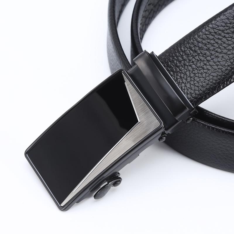 Belt Men'S Business Automatic Buckle Belt Scratch Resistant Lychee Pattern Belt Body Stall