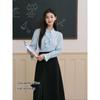 Women's Blue Long-Sleeve Professional Blouse