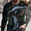 2025 Bully Eagle Printed Long Sleeve Tops Animal Men's Tops Casual Loose Round Neck Long Sleeve Tops Peplum Long Sleeve Clothing