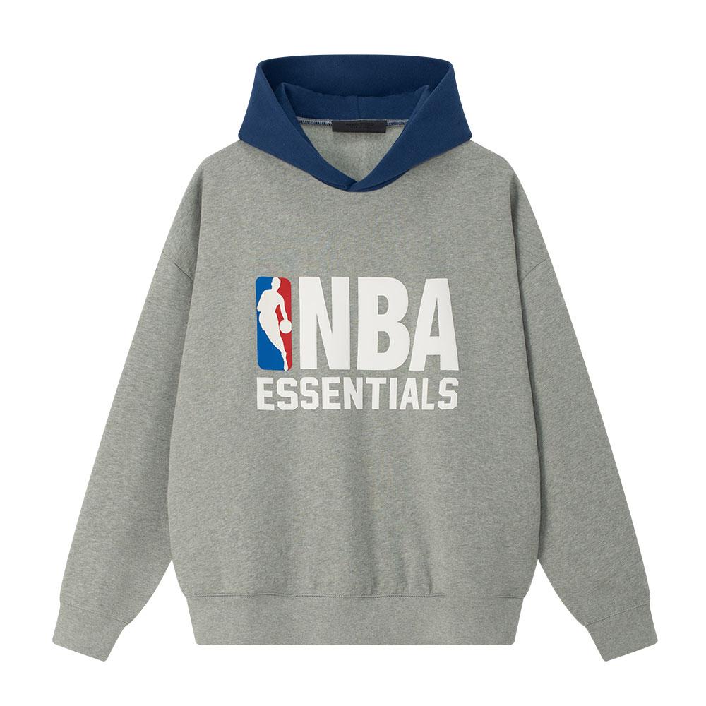 

Fear of God Essentials x NBA Sports Fit Hoodie Concrete Heather/Estate Blue Men Tops Grey 192NB256402F M