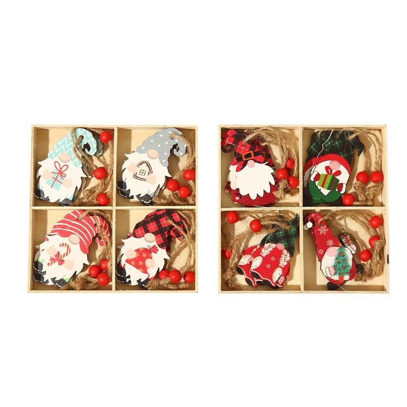12pcs Christmas Gnome Wooden Pendant Christmas Decorations For Home 2025 Cristmas Ornament Xmas Gift Navidad Happy New Year 2025