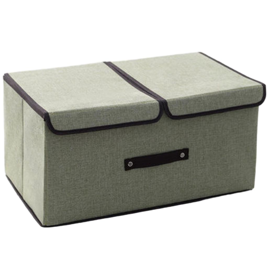 Foldable Cotton Linen Storage Box Convenient Double Lid Underwear Organizer Clothing Container for Home Organization