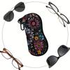 2D-Boho Floral Pattern Protective Eyewear Holder, Vintage Botanical Sunglasses Case, Zipper Eyeglasses Pouch, Lightweight Zipper Travel Accessory for