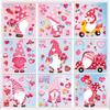 9Sheets Valentines Day Window Stickers Cartoon Gnome I Love U Heart Shape Glass Stickers Decals Wedding Party Home Decoration