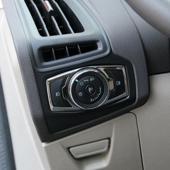For Ford Escape 2013- Chrome Titanium Headlight Switch Control Frame Cover