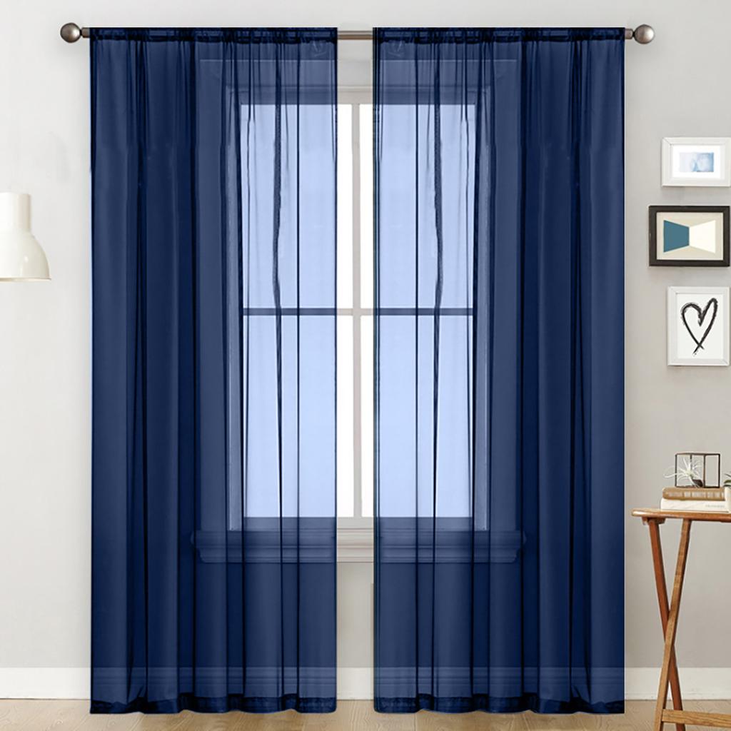 1pc Modern Solid Colour Sheer Curtain, Rod Pocket Curtains for Living Room Bedroom, Home Decoration, French Window Screen