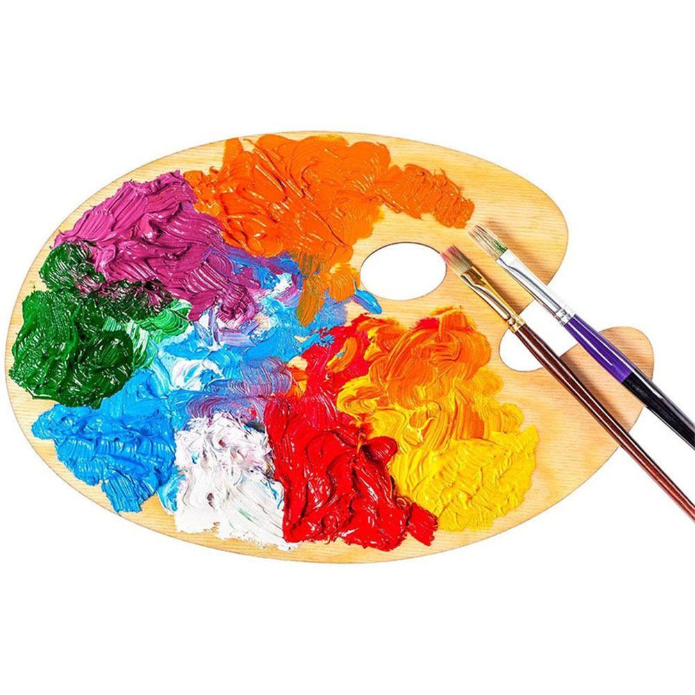 Artist Wooden Palette Paint Tray Painting Pigment Pallet Gouache Drawing Supplies