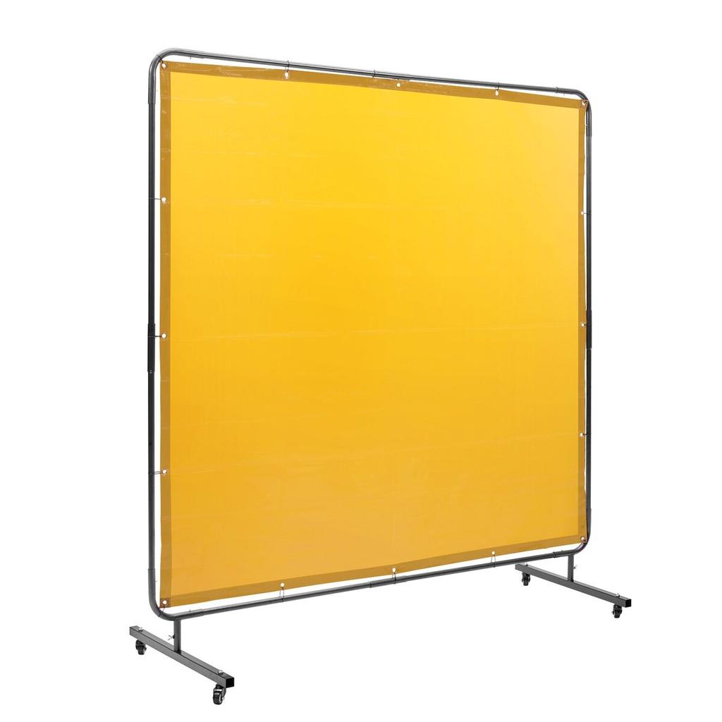 Welding Screen with Frame, 6' X 6' Welding Curtain Screen, Flame-Resistant Vinyl Welding Protection Screen On 4 Swivel Wheel (2 Lockable), Moveable &