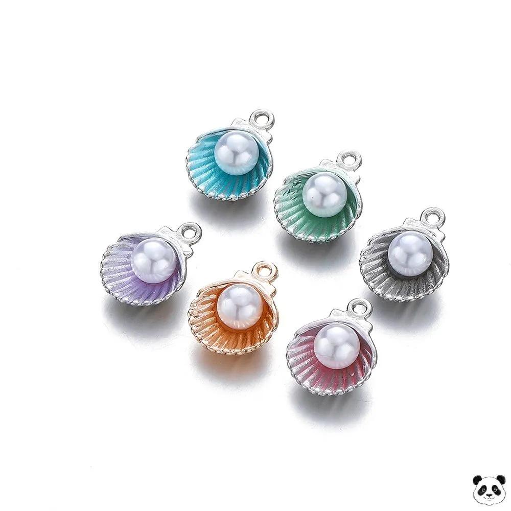 12x15cm Pearl Small Pendant Ocean Shell Charms Set of 10pcs Natural Shell Beach Theme Jewelry Craft Supplies for DIY Accessories Making