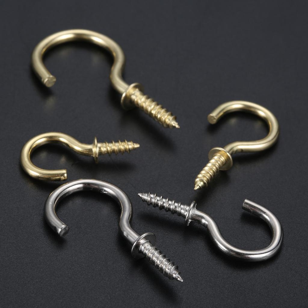 20Pcs Ceiling Cups Hook Picture Frame Lamp Light Curtain Eyebolt Screw in Spiral Hanger Self-Tapping Screw Hook 20/23/29/33/38mm
