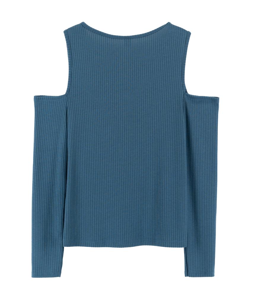 WHIMSY MIND Off-Shoulder Butterfly Pin Embroidered Top_Blue