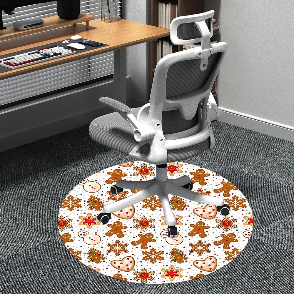 

1pc Gingerbread Cookies Christmas Carpet for Office Non-Slip, Round Carpet, Soft & Comfortable, Carpet for Office, Lightweight Round Floor Mat 80cm