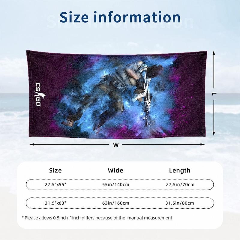 CS go Microfiber Beach Towel Quick Dry Sand Free Lightweight Beach Towels for Travel Swimming Camping