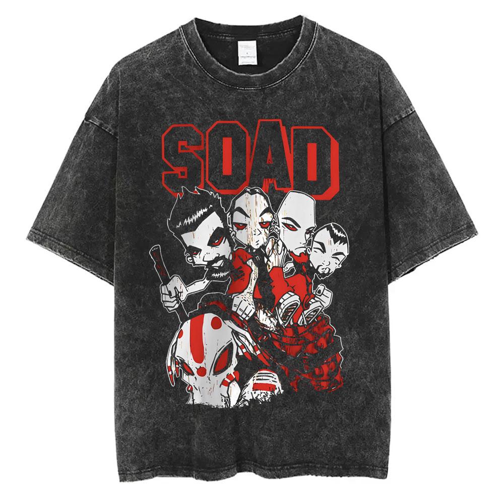 

Washed Vintage Rock Band System of A Down Graphic Tshirt Men Women Rare Alternative Metal Kawaii Cute Funny Oversized T Shirts S
