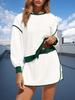 Women's Two Piece Oversized Crop Sweatshirt and High Waist Skirt Set Tennis Running Sport Outfit