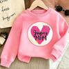 Kids Crewneck Long Sleeve Sweatshirt,Heart Patterns with English Slogan Graphic Print