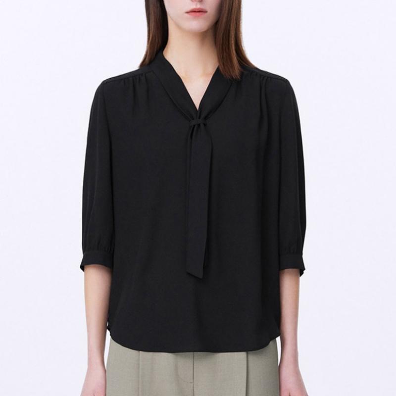 [She S miSS] Signature Tie Neck blouSe Swwblp22010 Bk