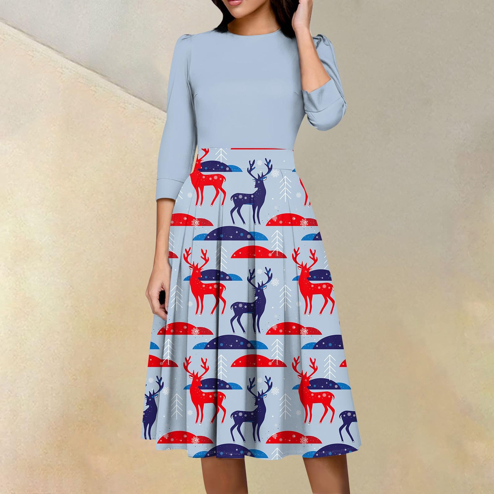 

Женское повседневное и модное платье с цветочным принтом, рукавом 3/4, карманом и молнией сзади XL