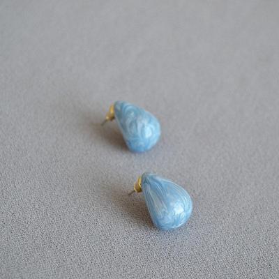 Pear-Shaped Teardrop Enamel Gold-Plated Brass Earrings with 925 Silver Studs - Japanese & Korean Niche Design