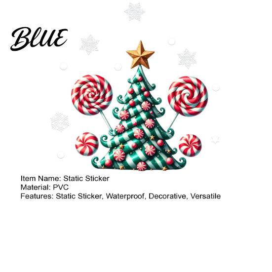 Colorful Candy Patterned Decals Christmas Tree Window Static Sticker Waterproof PVC Removable Cane Holiday Stickers Glass Clings Decorative