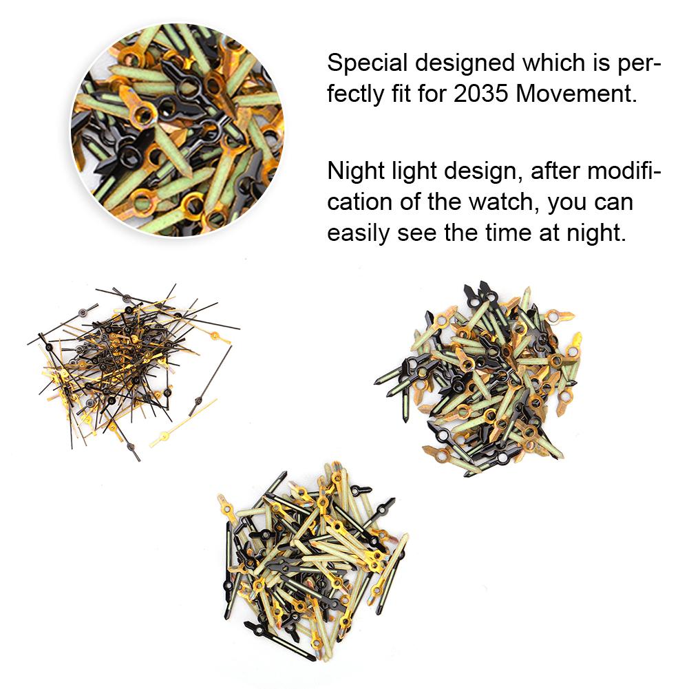 100Pcs Set Watch Second Minute Housr Hands for 2035 Movement with Night Light