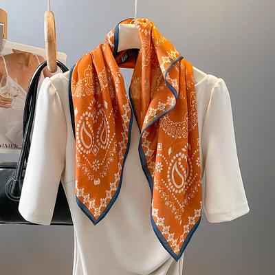 Baumwolle Quadratischer Schal Damen Luxus Print Frühling Halstuch Schal Wickeltücher Weiblich 70cm Haar Handgelenk Kopf Tuch Hijab Bandana
