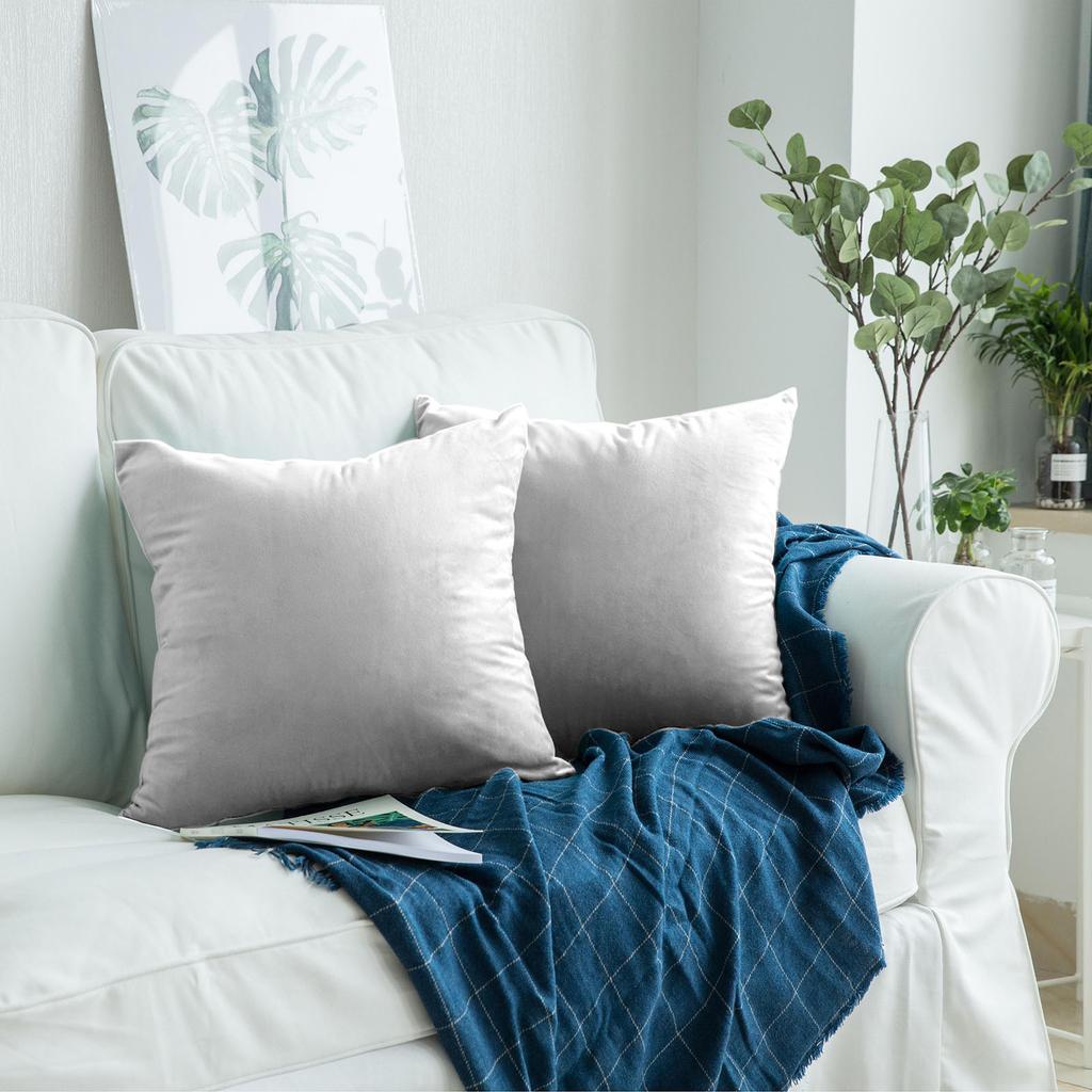 Decorative Pillowcase, Light Gray, Velvet