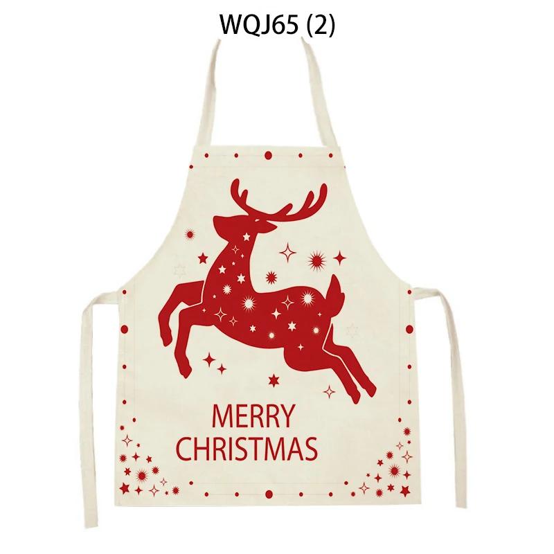 Christmas Apron Snowflake Tree Kitchen Apron Santa Claus Elk Snowman Print Aprons Dinner Party Cooking Apron Baking Accessories