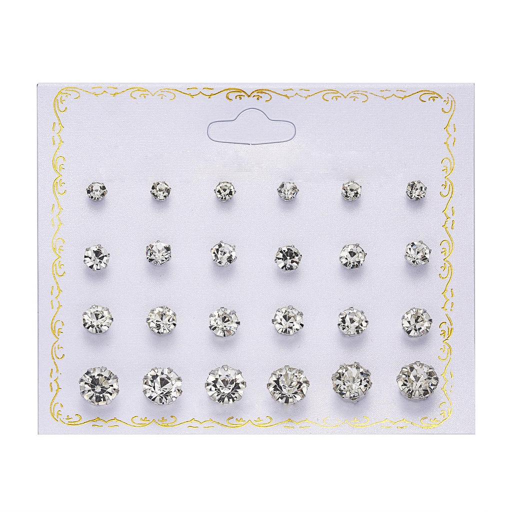 Ensemble de 12 paires de boucles d'oreilles élégantes en alliage de zirconium pour femme
