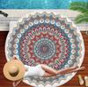 Serviette de Plage Ronde Mandala Marin Monde Sous-Marin Épaisses Serviettes de Douche Bain Microfibre Été Bouée de Natation Tapis de Yoga 3D Avec Pompons