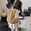 Solid Crochet Tote Handbag Summer Beach Bag Fashi Women's Mesh Woven Shoulder Bags Large Capacity Knitting Underarm Bag
