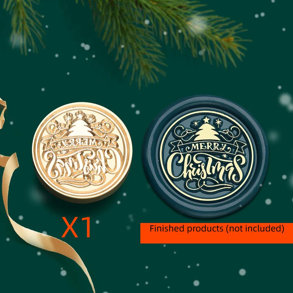 2.5cm Christmas Series Wax Seal Stamps Vintage Merry Christmas Tree Snowflake Head DIY Festival Gift Wrapping Cards Scrapbooking