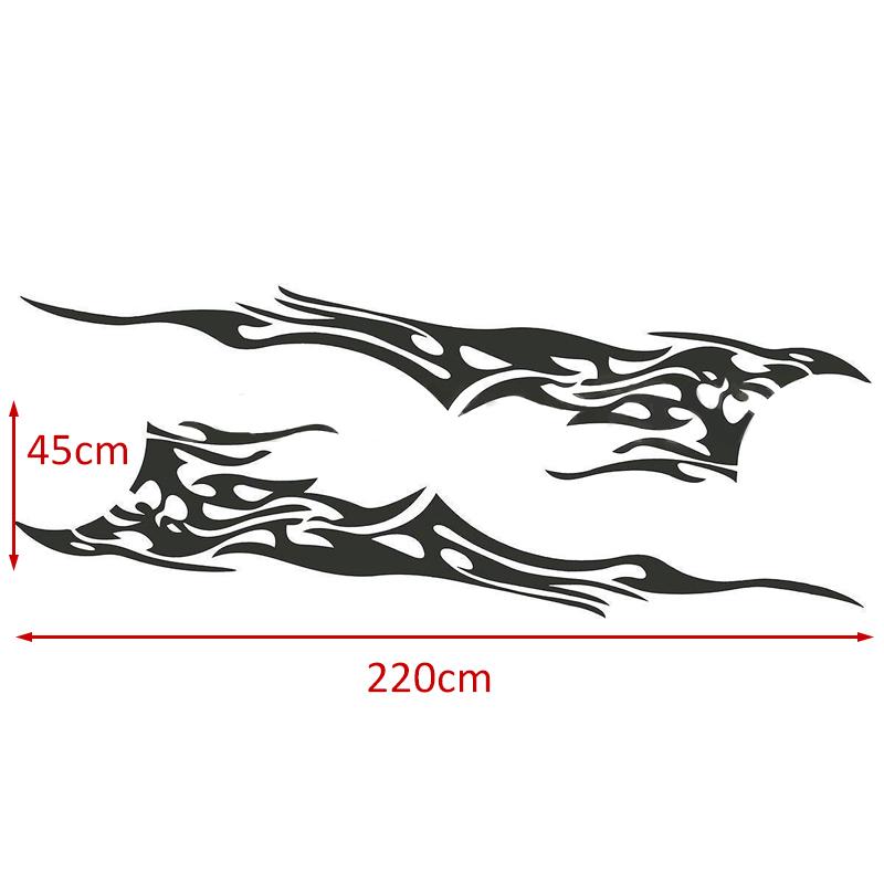 A Set Auto Black Flame Car Decal Vinyl Graphics Two Side Body Stickers