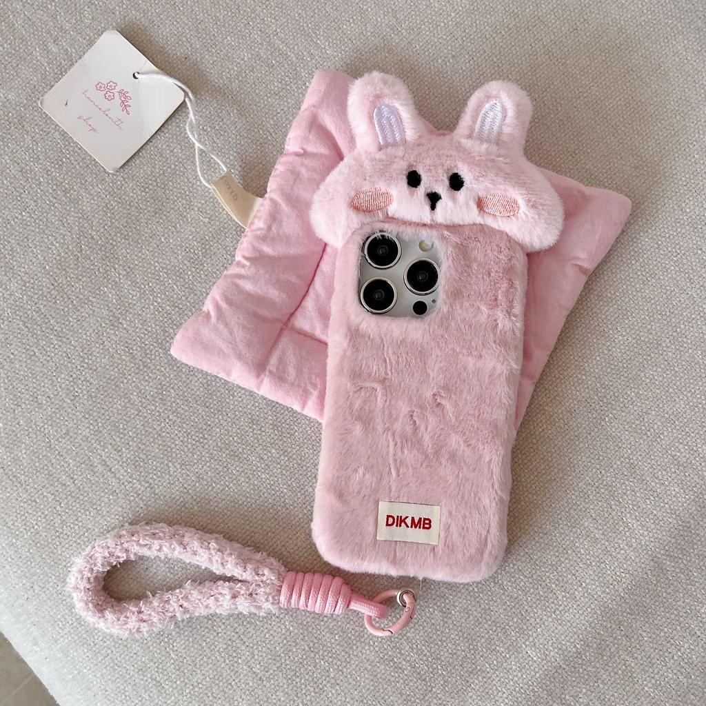 Autumn and Winter Plush for Apple 17 Mobile Phone Case iPhone16promax Rabbit 15 Cute 14 Lanyard Protective Case