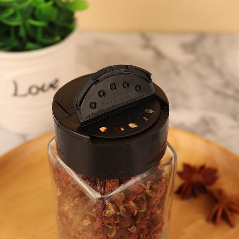 1PC Transparent Seasoning Bottle Salt And Pepper Bottle Black Lid Seasoning Bottle Kitchen Supplies Glass Seasoning Bottles