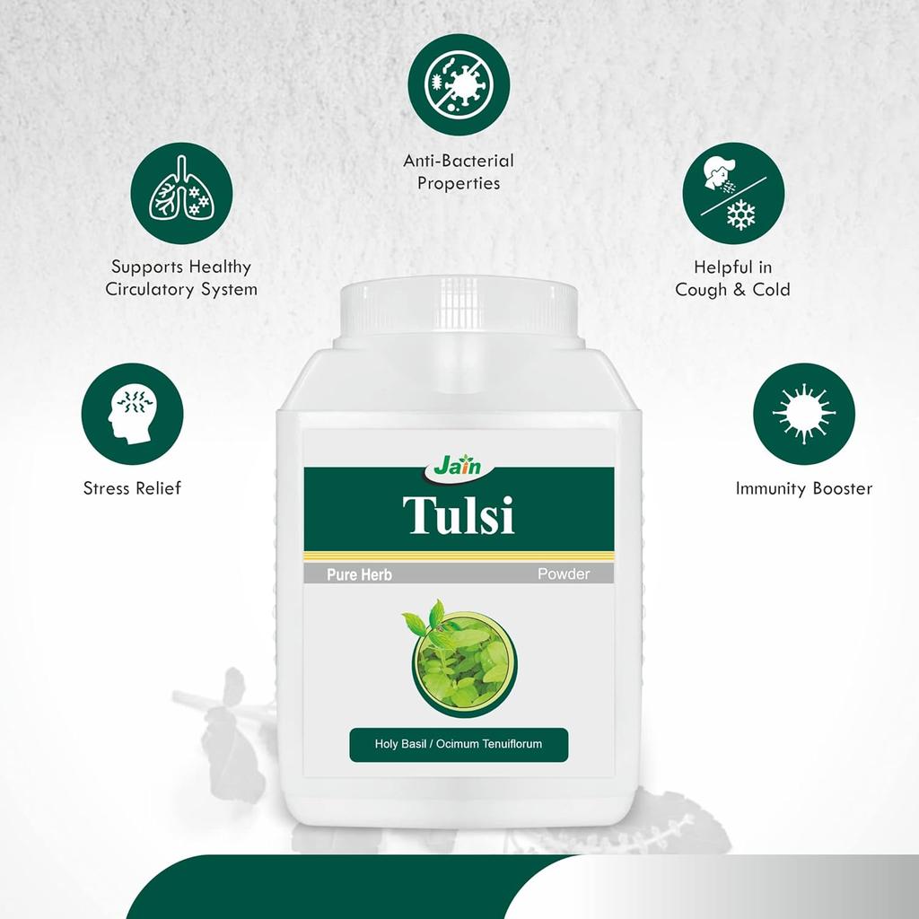 Jain Tulsi Pure Powder 400 g Pack of 1 – Organic Holy Basil Powder for Wellness and Daily Use