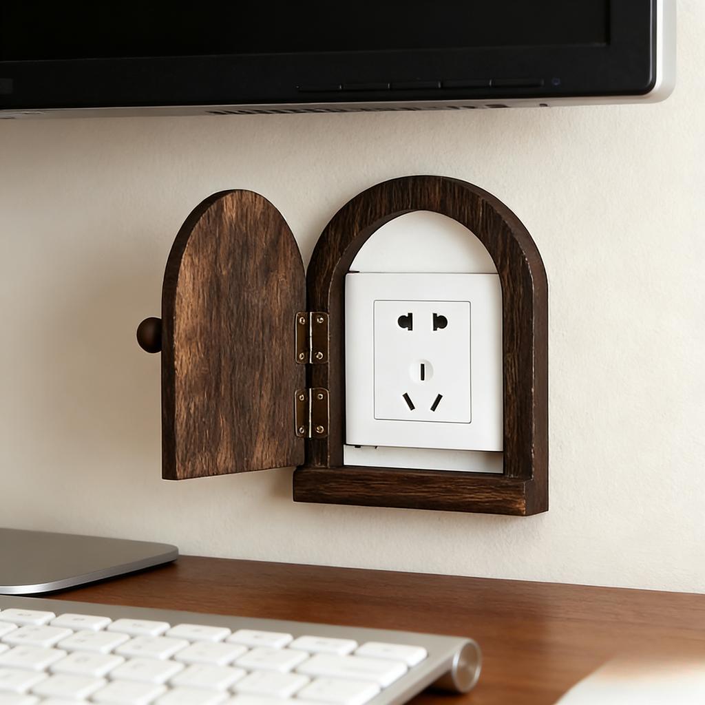 Wooden Switch Cover Outlet Protector Decorative Frame Wall Socket Safety Cover Anti Electric Touch Guard