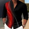 Men's long-sleeved shirt, stylish geometric print shirt, business casual slim-fit long-sleeved collared shirt for men.